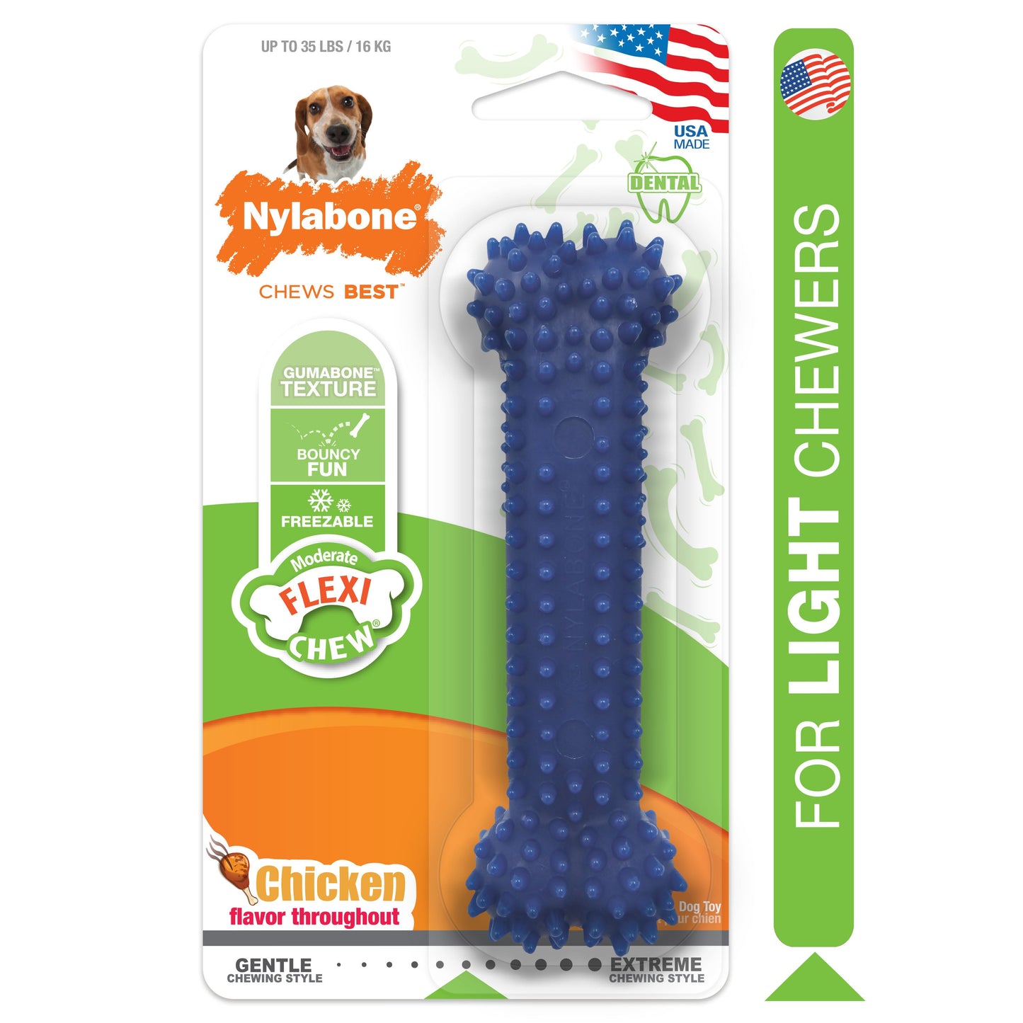 Nylabone Moderate Chew Textured Dog Dental Chew Toy Chicken 1ea/Medium/Wolf - Up To 35 lb