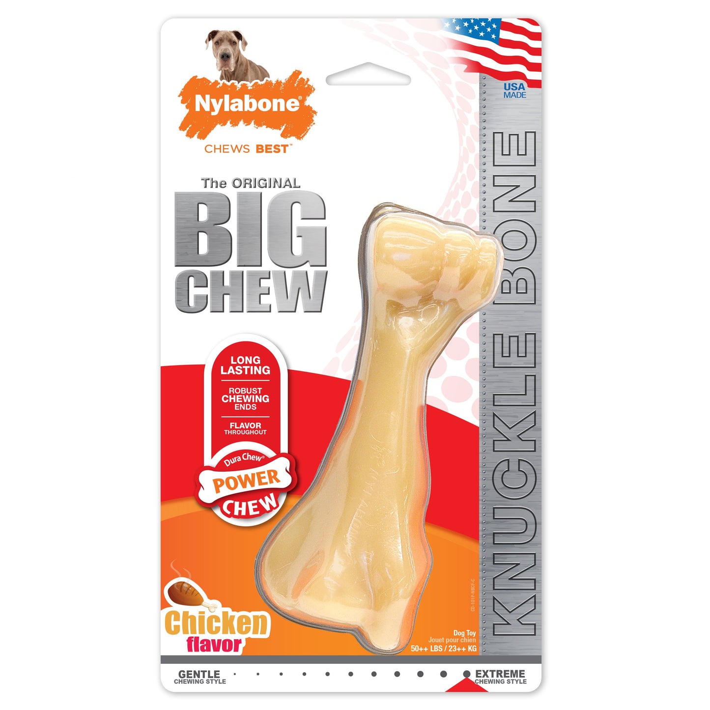 Nylabone Power Chew Knuckle Bone BIG Dog Chew Toy Chicken 1ea/XXL/Monster - 50++ lb