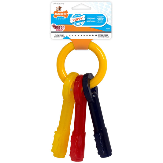 Nylabone Just for Puppies Teething Chew Toy Keys Chew Toy Keys Bacon 1ea/Medium/Wolf - Up To 35 lb