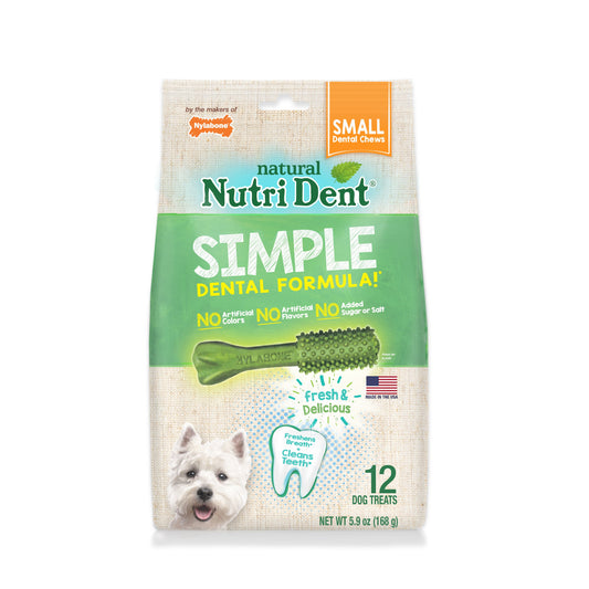 Nylabone Nutri Dent SIMPLE Natural Dental Fresh Breath Flavored Chew Treats 1ea/SMall, 12 ct