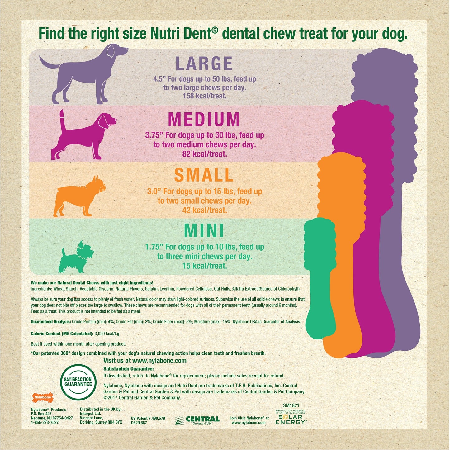 Nylabone Nutri Dent SIMPLE Natural Dental Fresh Breath Flavored Chew Treats 1ea/Medium, 8 ct