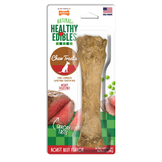 Nylabone Healthy Edibles AllNatural Long Lasting Roast Beef Dog Chew Treats 1 Count, Souper  50 lb