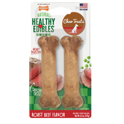 Nylabone Healthy Edibles AllNatural Long Lasting Roast Beef Dog Chew Treats 2 count, Wolf  Up To 35 lb