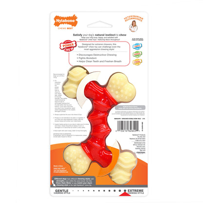 Nylabone Power Chew Double Bone Bacon Dog Chew Toy Peanut Butter 1ea/Medium/Wolf - Up To 35 lb