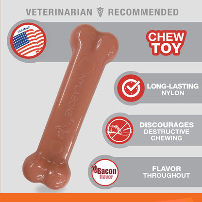 Nylabone Power Chew Bacon & Chicken Durable Dog Chew Toy Pack Bacon & Chicken 1ea/Medium/Wolf - Up To 35 lb