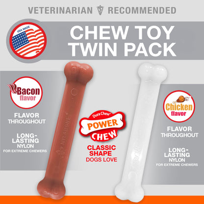 Nylabone Power Chew Bacon & Chicken Durable Dog Chew Toy Pack Bacon & Chicken 1ea/Large/Giant - Up To 50 lb