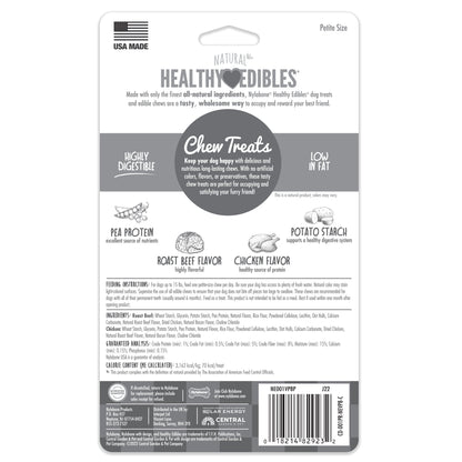 Nylabone Healthy Edibles AllNatural Long Lasting Roast Beef and Chicken Dog Chew Treats Roast Beef  Chicken, XS/Petite  Up To 15 Lbs. 8 ct