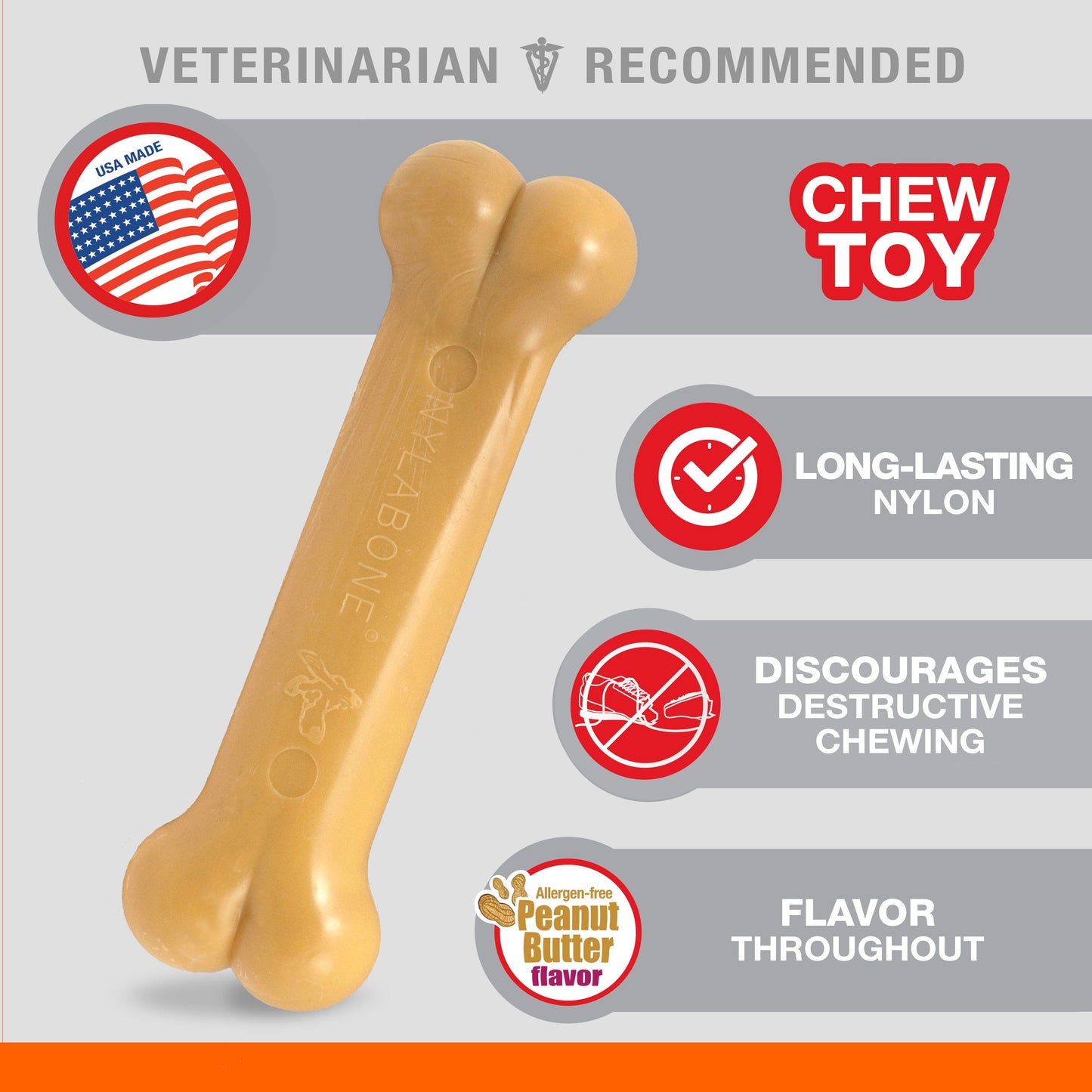 Nylabone Power Chew Dog Toy Peanut Butter 1ea/SMall/Regular - Up To 25 Ibs.