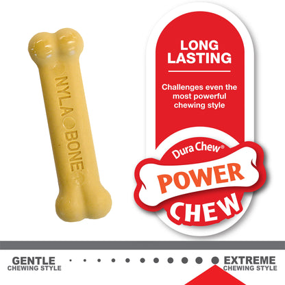 Nylabone Classic Puppy Chew Flavored Durable Dog Chew Toy Classic Bone Twin Pack Chicken & Peanut Butter Brown 1ea/XS/Petite - Up To 15 lb