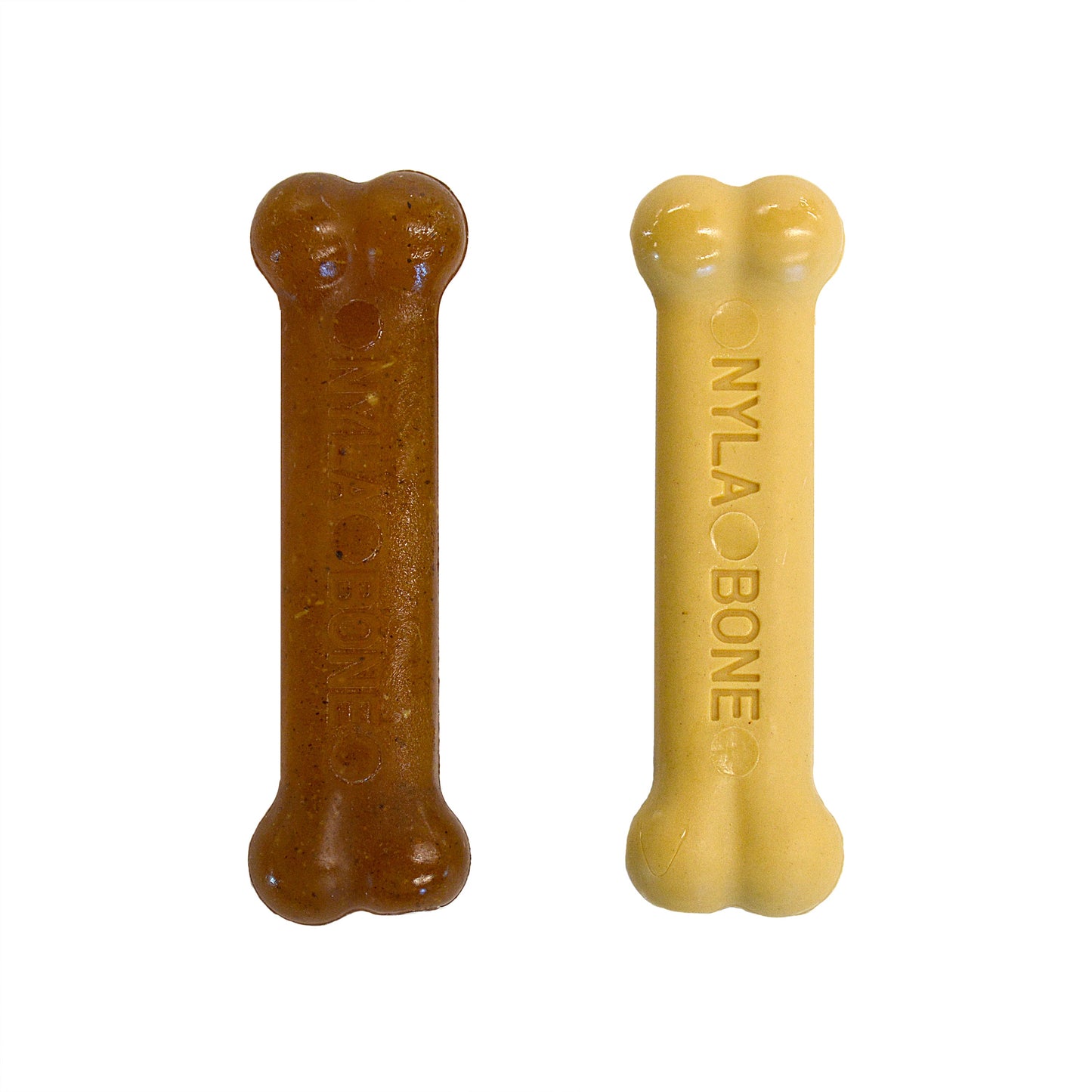 Nylabone Classic Puppy Chew Flavored Durable Dog Chew Toy Classic Bone Twin Pack Chicken & Peanut Butter Brown 1ea/XS/Petite - Up To 15 lb