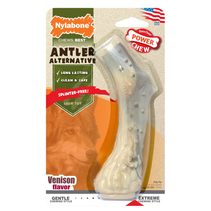 Nylabone Power Chew Antler Dog Chew Alternative Venison 1ea/Medium/Wolf - Up To 35 lb