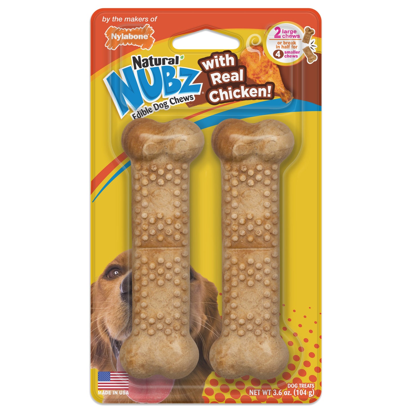 Nylabone Natural Nubz Chicken Dog Treats Chicken, Large  30 Lbs. 2 ct