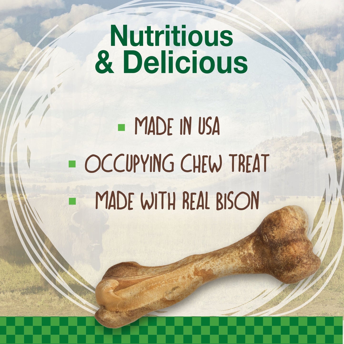 Nylabone Healthy Edibles WILD Natural Long Lasting Bison Dog Chew Treats Bison, Large/Giant  Up To 50 Lbs. 1 ct