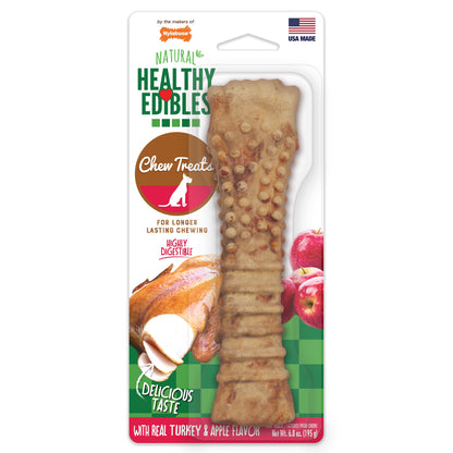 Nylabone Healthy Edibles AllNatural Long Lasting Turkey  Apple Dog Chew Treats Turkey  Apple, XL/Souper  50 Lbs. 1 ct