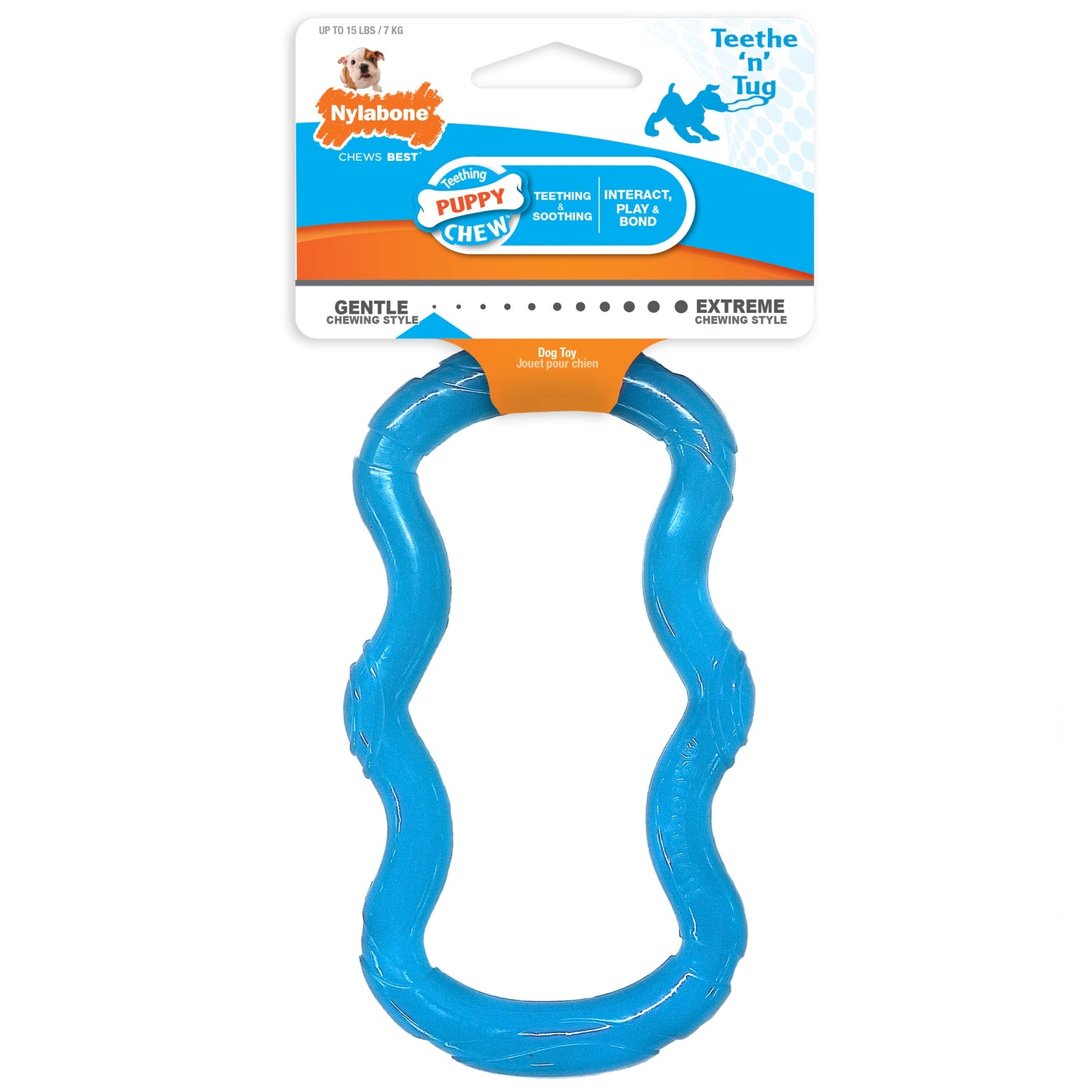 Nylabone Puppy Chew Toy Teething Toy for Puppies Tug Blue 1ea/XS/Petite - Up To 15 lb