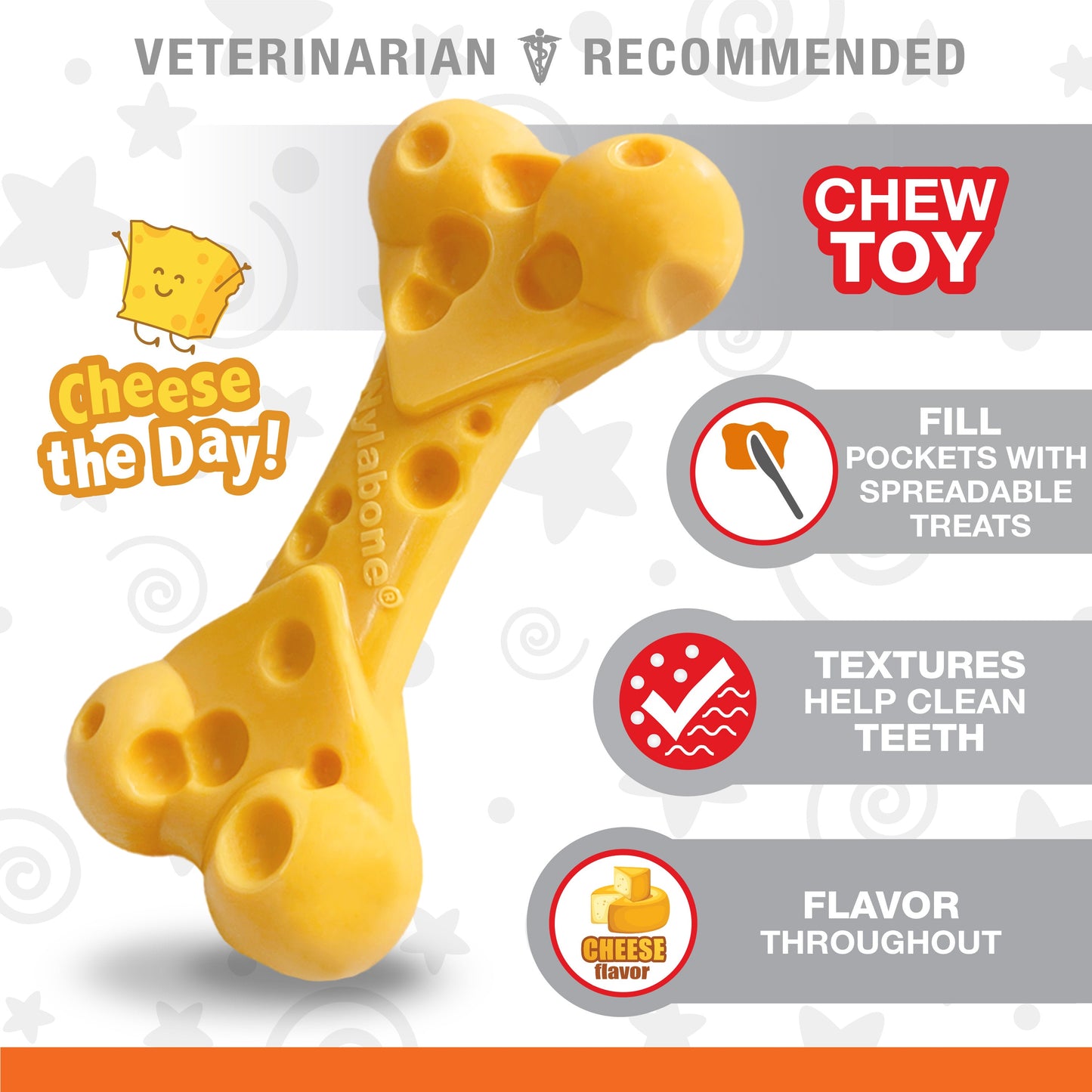 Nylabone Power Chew Cheese Dog Toy Cheese 1ea/XL/Souper - 50+ lb