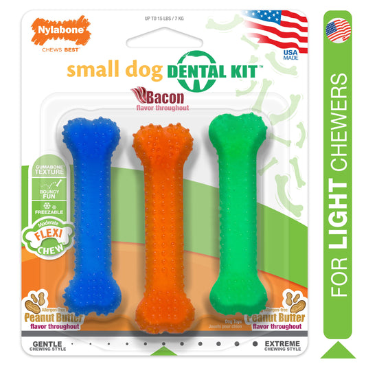 Nylabone FlexiChew Dog Dental Pack Variety 1ea/XS/Petite - Up To 15 lb