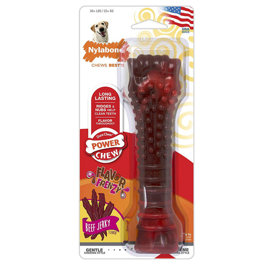 Nylabone Flavor Frenzy Power Chew Durable Dog Chew Toy Beef Jerky 1ea/XL/Souper - 50+ lb