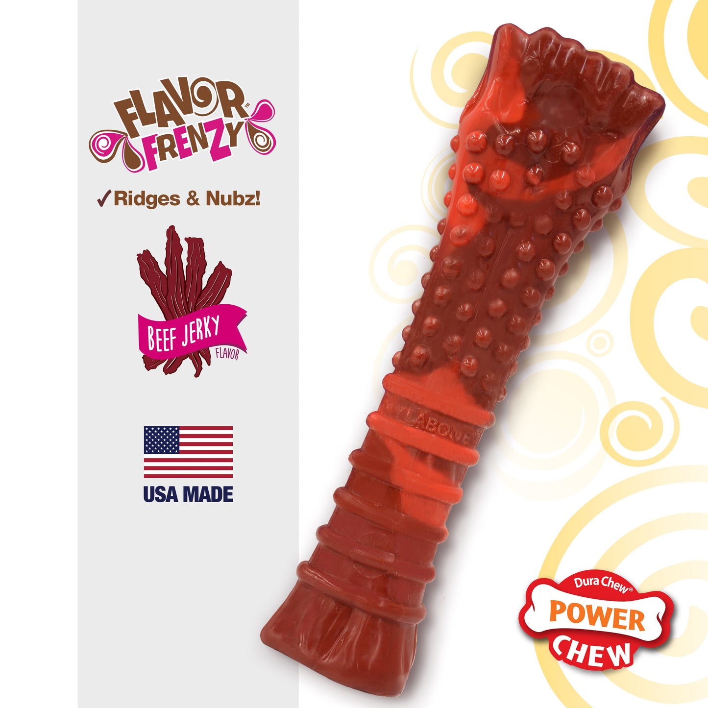 Nylabone Flavor Frenzy Power Chew Durable Dog Chew Toy Beef Jerky 1ea/XL/Souper - 50+ lb