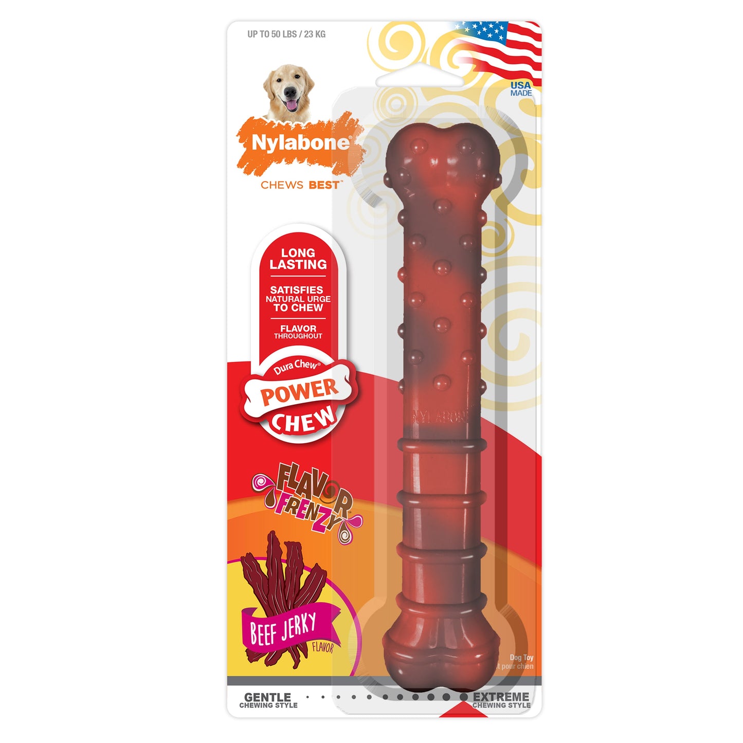 Nylabone Flavor Frenzy Power Chew Durable Dog Chew Toy Beef Jerky 1ea/Large/Giant - Up To 50 lb