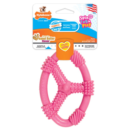 Nylabone Puppy Chew Spin Tug Play Toy Peanut Butter, Pink, 1ea/Medium/Wolf  Up To 35 Lbs. 1 ct