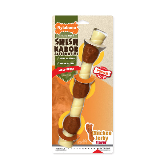 Nylabone Power Chew Shish Kabob Alternative Nylon Chew Toy Chicken Jerky 1ea/XL/Souper - 50+ lb