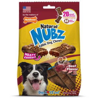 Nylabone Nubz Meaty Center Natural Long Lasting Edible Dog Chews Beef 1ea/SMall - Up To 30 lb