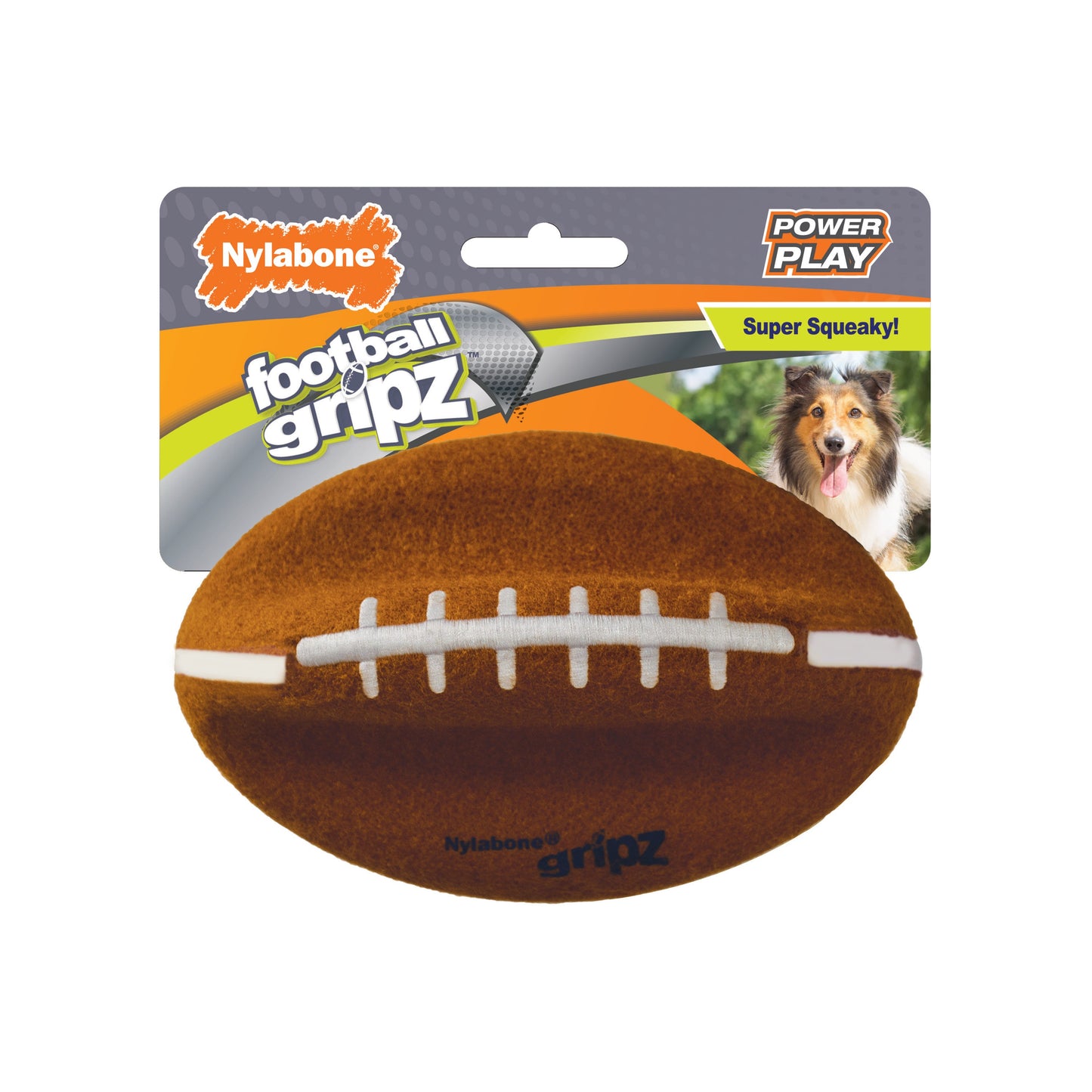 Nylabone Power Play Dog Football Gripz 1ea/Medium/Wolf - Up To 35 lb