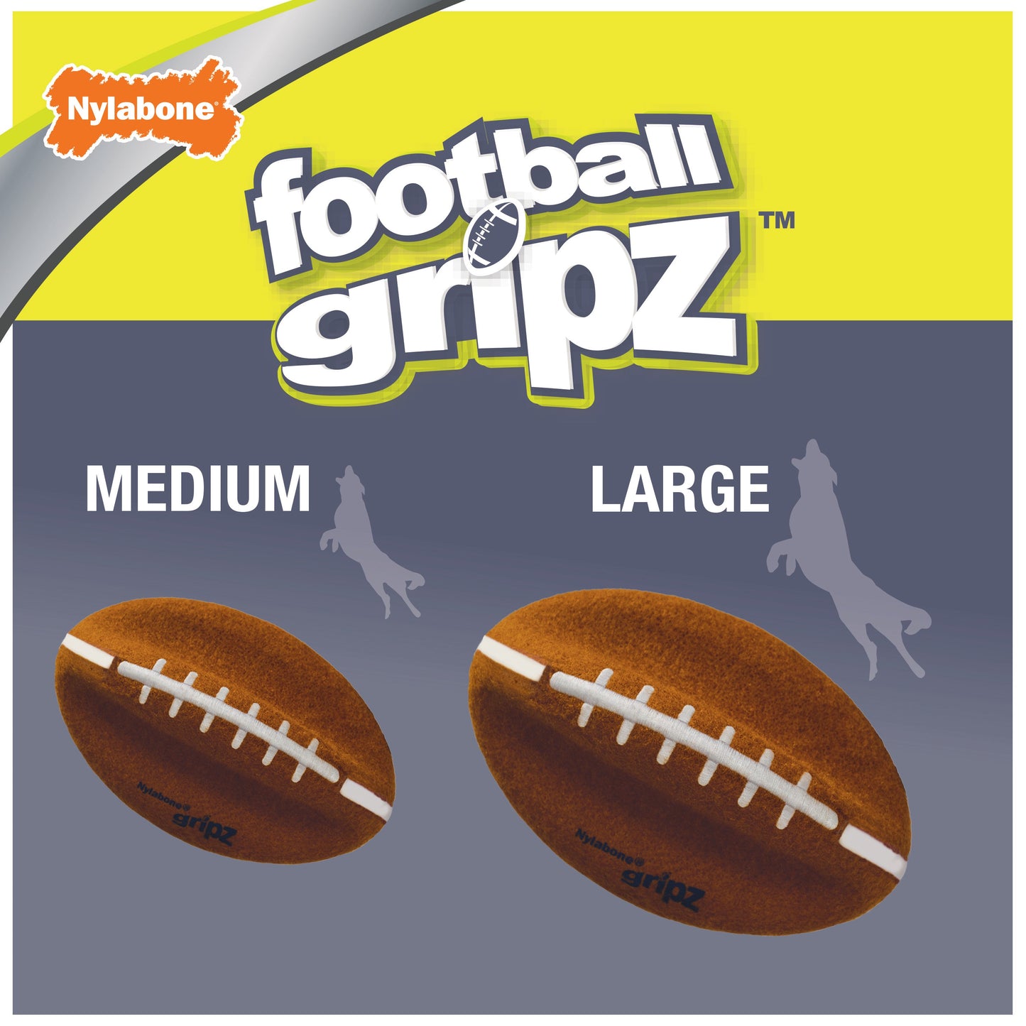 Nylabone Power Play Dog Football Gripz 1ea/Medium/Wolf - Up To 35 lb