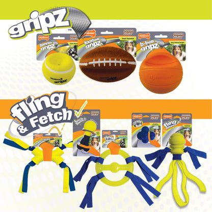 Nylabone Power Play Dog Football Gripz 1ea/Medium/Wolf - Up To 35 lb