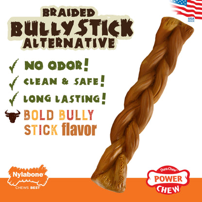 Nylabone Power Chew Braided Bully Stick Alternative Chew Toy Bully Stick 1ea/Large/Giant - Up To 50 lb