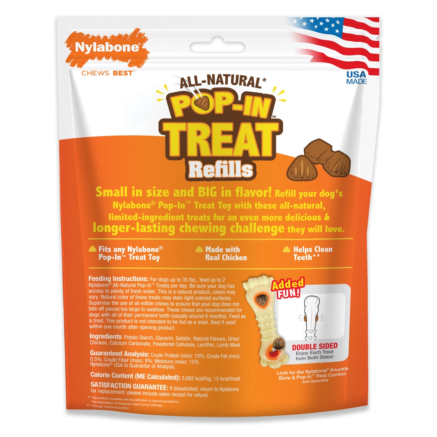 Nylabone All-Natural Pop-In Dog Treat Refills Chicken Pop-In 1ea/All Sizes