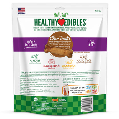 Nylabone Healthy Edibles AllNatural Long Lasting Roast Beef and Chicken Dog Chew Treats Roast Beef  Chicken, XS/Petite  Up To 15 Lbs. 48 ct