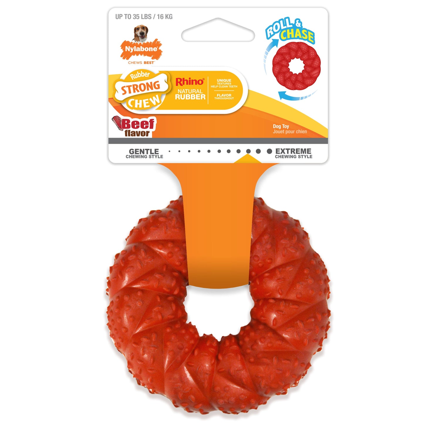 Nylabone Strong Chew Braided Dog Ring Chew Toy Beef 1ea/Medium/Wolf - Up To 35 lb