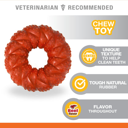 Nylabone Strong Chew Braided Dog Ring Chew Toy Beef 1ea/Medium/Wolf - Up To 35 lb