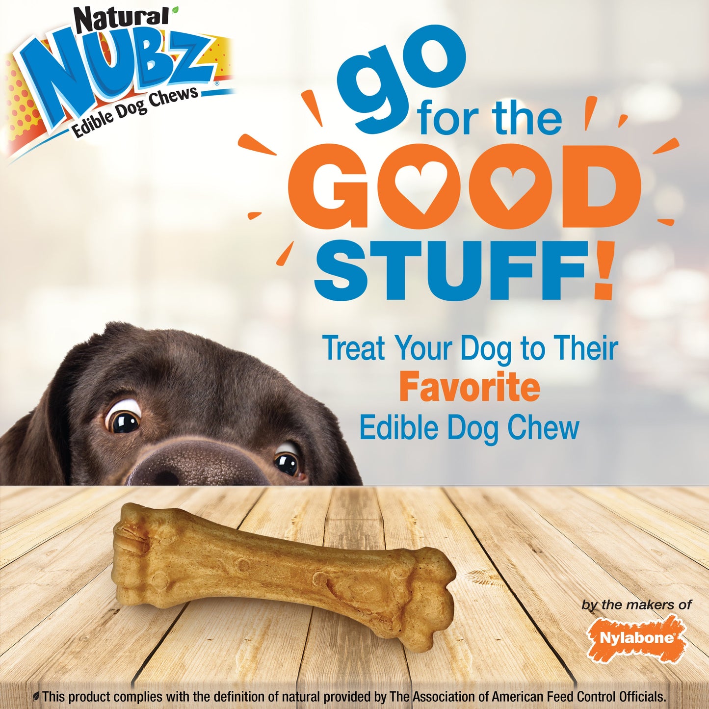 Nylabone Natural Nubz Dog Treats, AllergenFree Peanut Butter Peanut Butter, Jumbo  Up To 50 Lbs. 2 ct