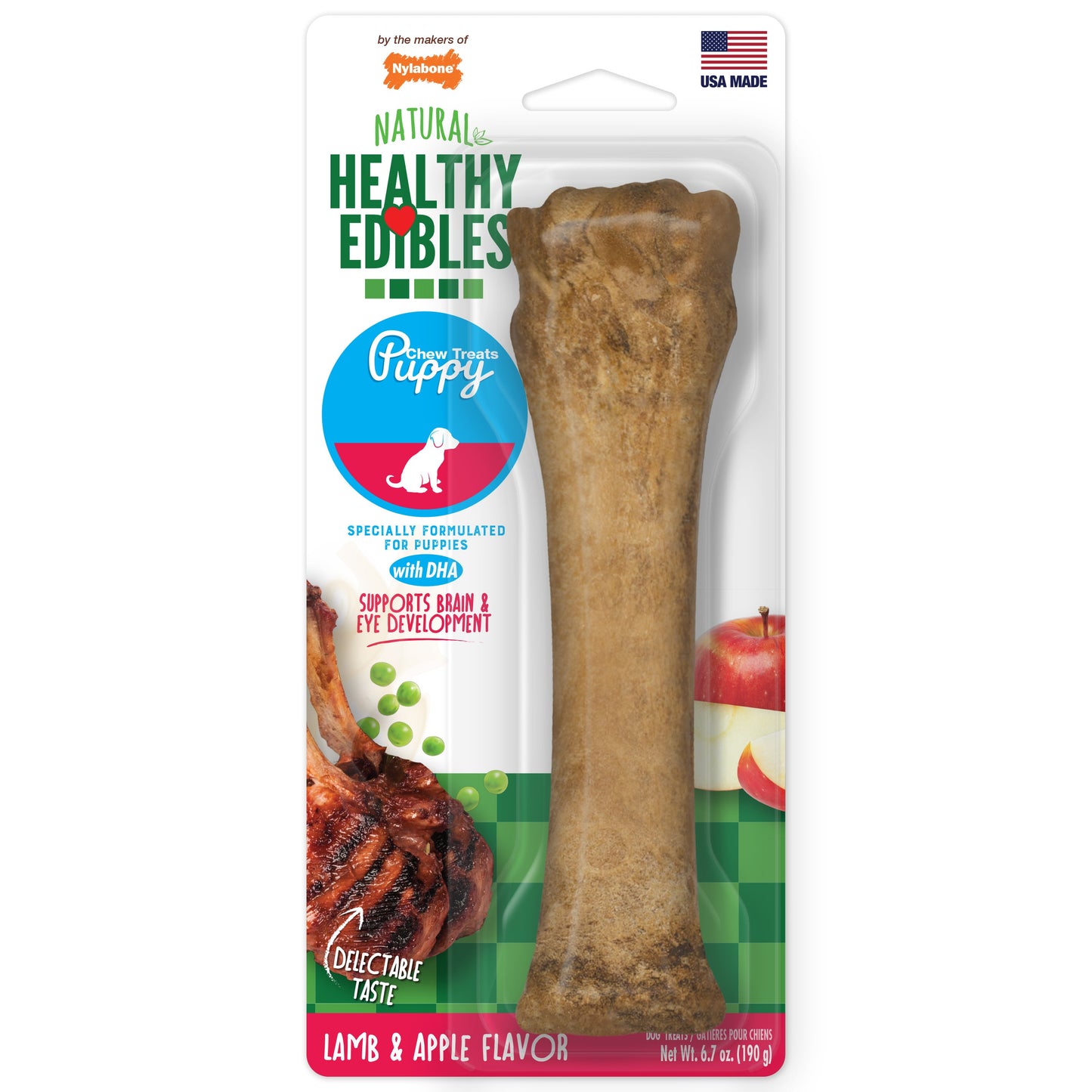 Nylabone Healthy Edibles Puppy AnimalShaped Lamb  Apple Dog Chew Treats Lamb  Apple, XL/Souper  50 Lbs. 1 ct