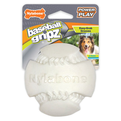 Nylabone Power Play Dog Baseball Gripz 1ea/Medium/Wolf - Up To 35 lb