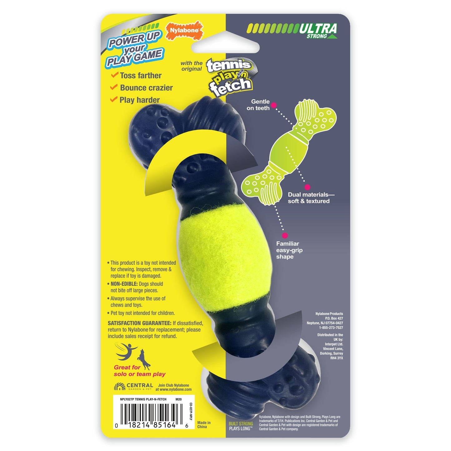 Nylabone Power Play Tennis Play 'n Fetch Interactive Dog Toy 1ea