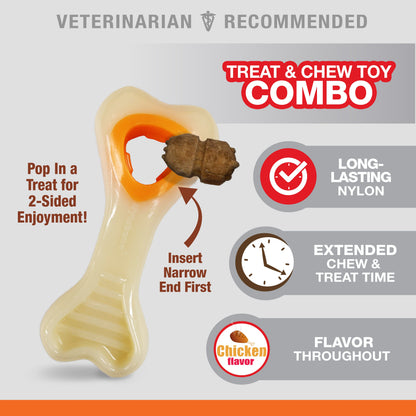 Nylabone Power Chew Knuckle Bone & Pop-In Treat Toy Combo Chicken Pop-In 1ea/XS/Petite - Up To 15 lb