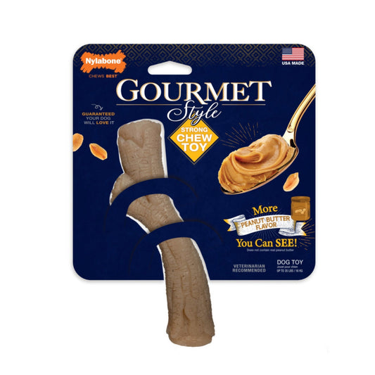 Nylabone Gourmet Style Strong Stick Dog Chew Toy Peanut Butter 1ea/Medium/Wolf - Up To 35 lb