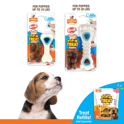 Nylabone Puppy Power Chew Knuckle Bone & Pop-In Puppy Treat Toy Combo Chicken 1ea/XS/Petite - Up To 15 lb