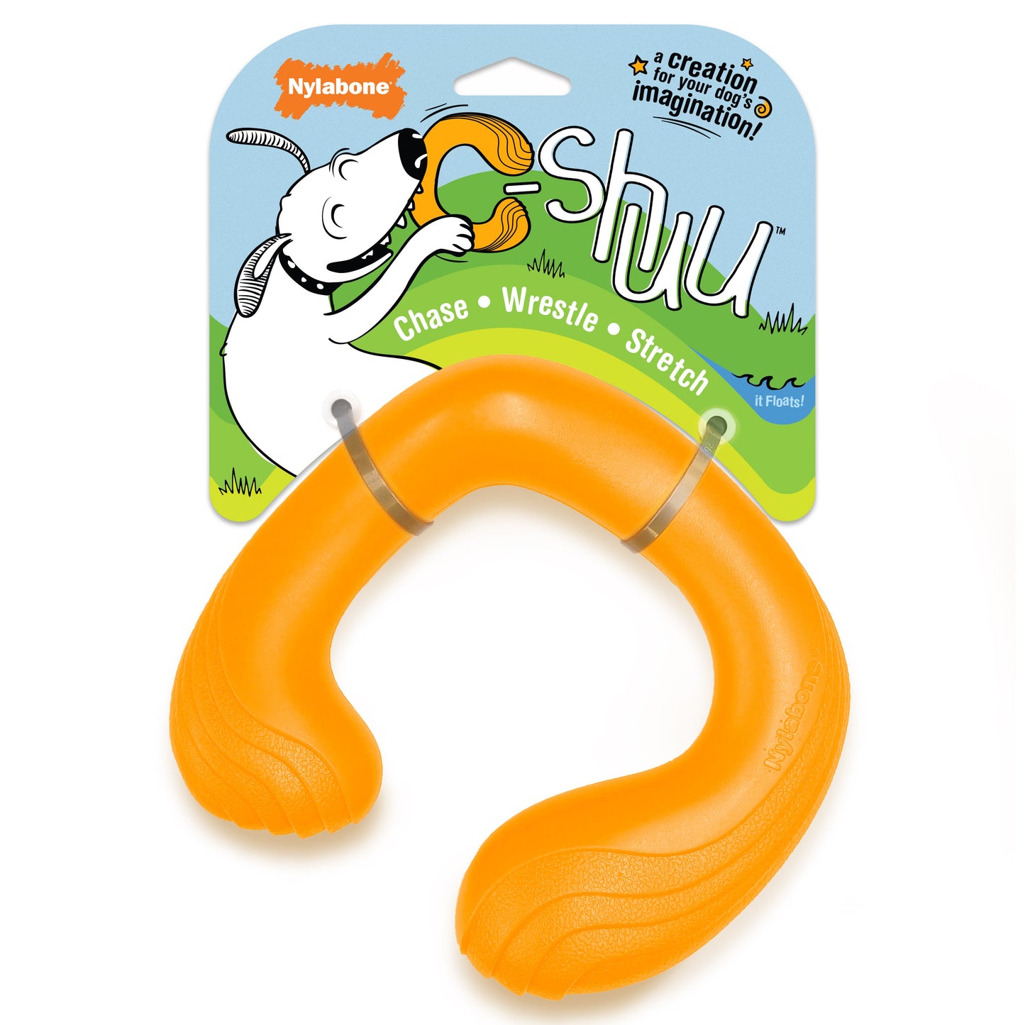 Nylabone Creative Play C-Shuu Dog Chase Toy Orange 1ea/Large/Giant - Up To 50 lb