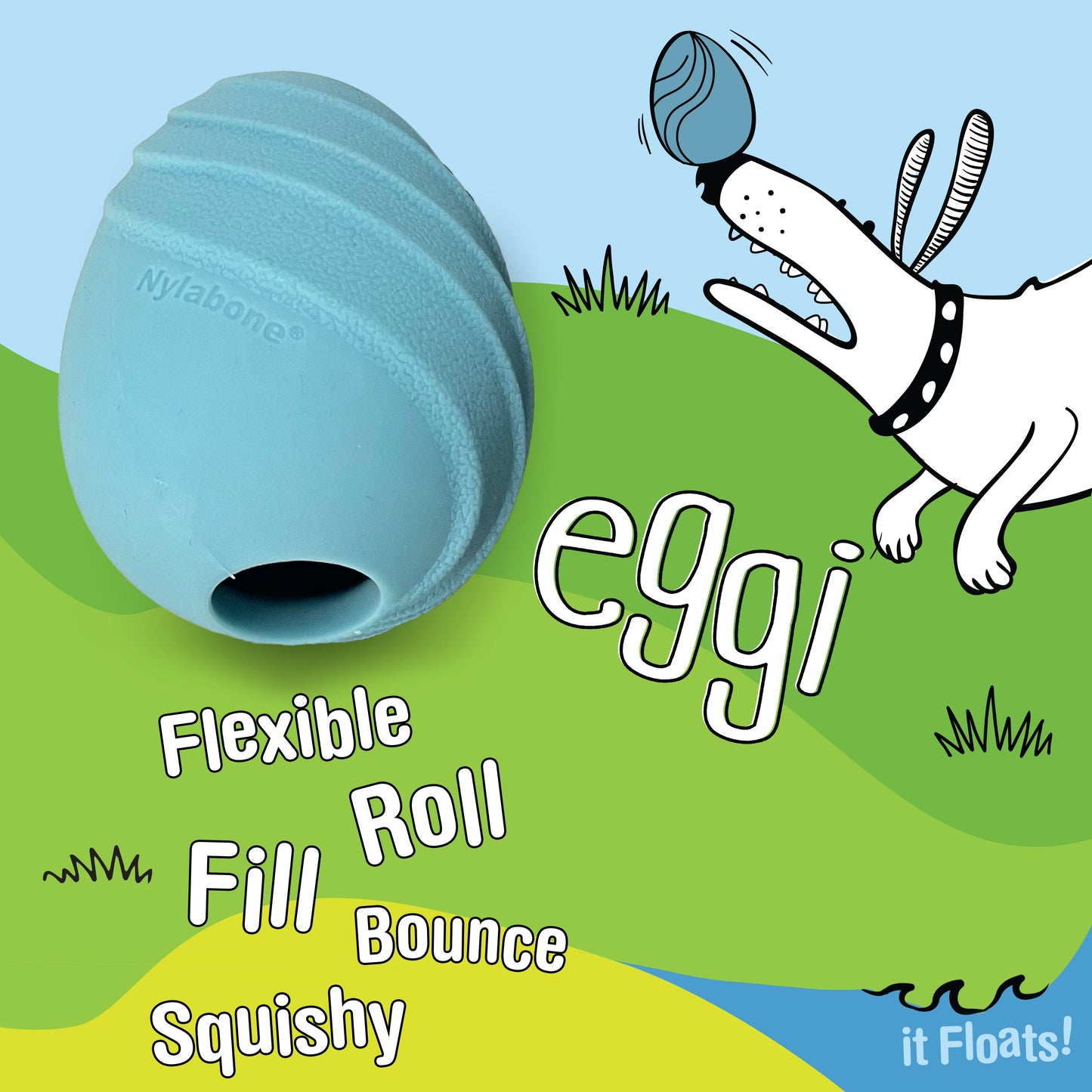 Nylabone Creative Play Eggi Dog Treat Toy Blue 1ea/Large/Giant - Up To 50 lb