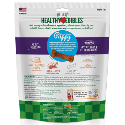 Nylabone Healthy Edibles Puppy Turkey  Sweet Potato Dog Chew Treats Turkey  Sweet Potato, SMall/Regular  Up To 25 Ibs. 8 ct