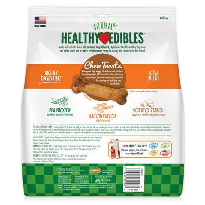 Nylabone Healthy Edibles AllNatural Long Lasting Bacon Chew Treats Bacon, Medium/Wolf  Up To 35 Lbs. 12 ct