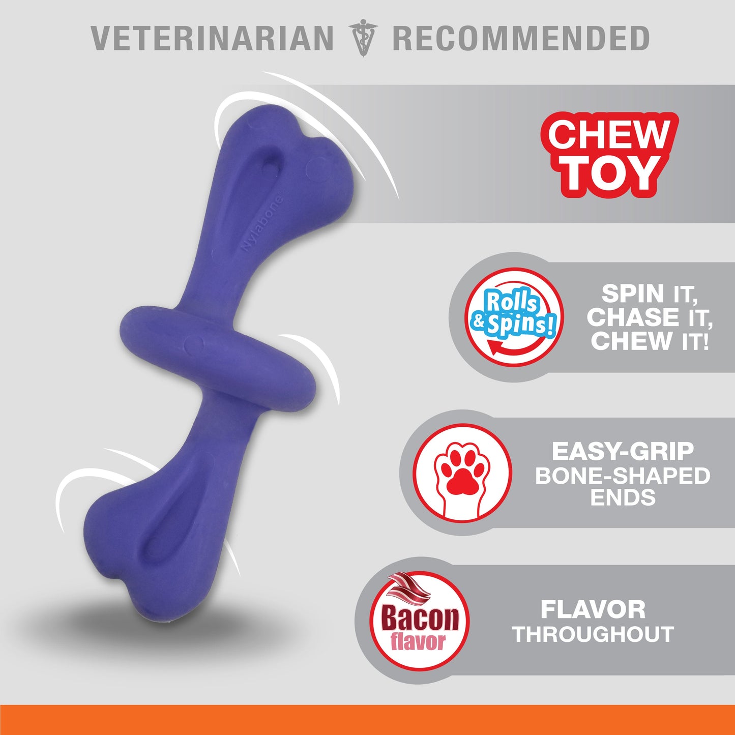 Nylabone Power Chew Rolling Dog Toy Bacon 1ea/Large/Giant - Up To 50 lb