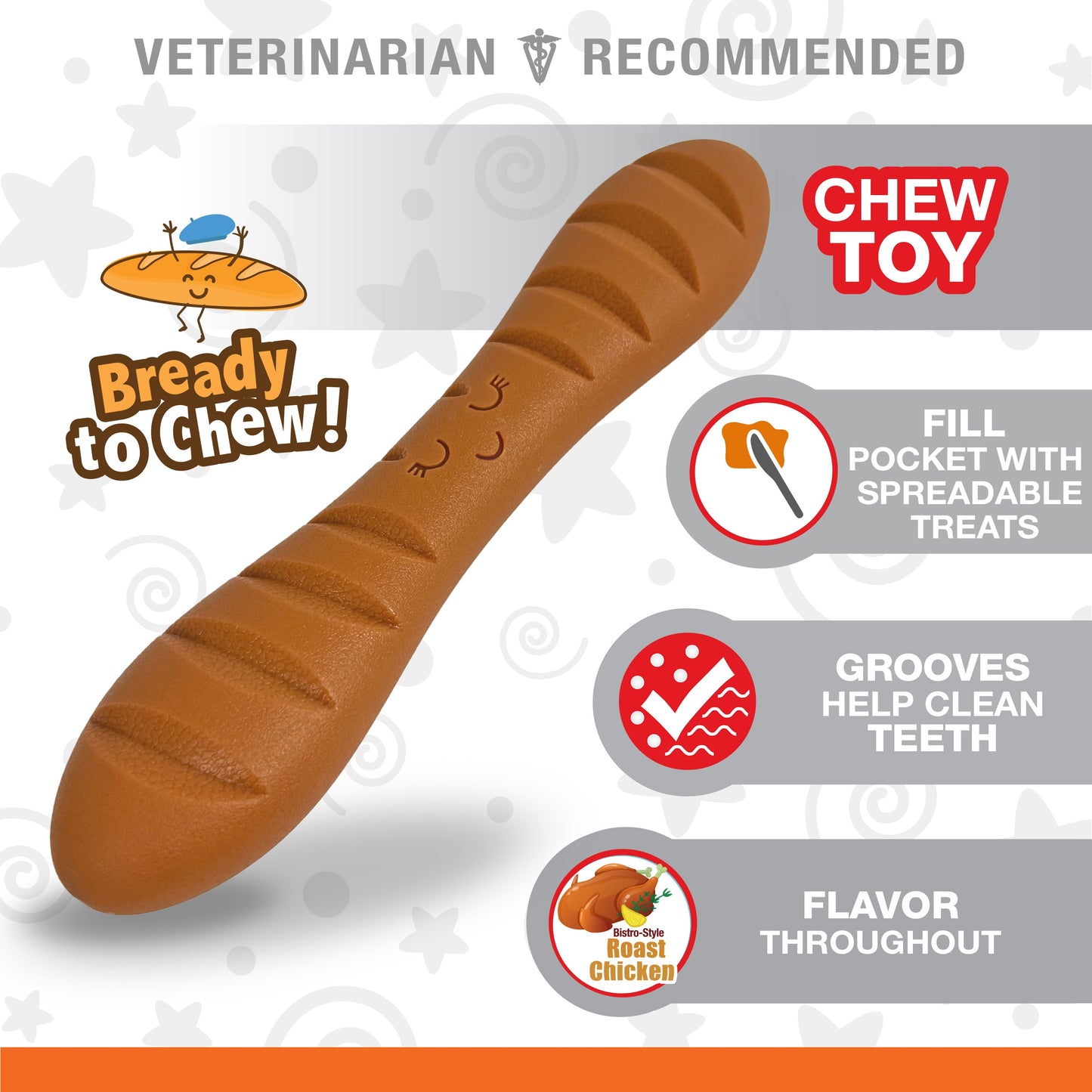 Nylabone Power Chew Baguette Dog Toy Chicken 1ea/Large/Giant - Up To 50 lb