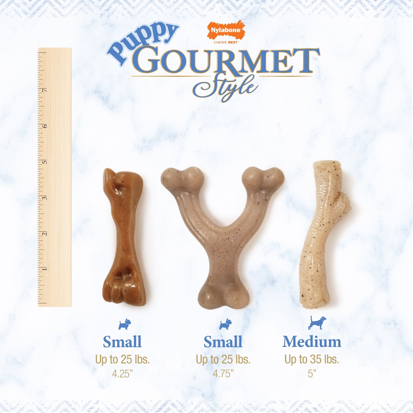 Nylabone Gourmet Style Strong Femur Puppy Chew Toy Bacon 1ea/SMall/Regular - Up To 25 Ibs.