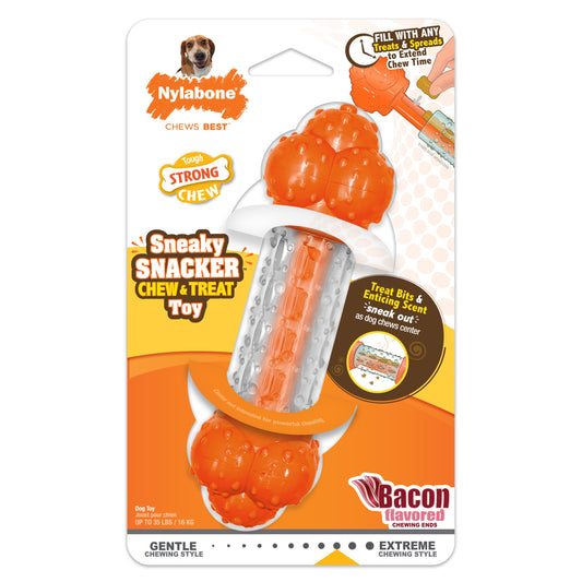 Nylabone Sneaky Snacker Dog Treat Toy Bacon Sneaky Snacker 1ea/Medium/Wolf - Up To 35 lb